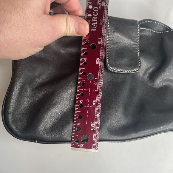 Fossil 1954 Black Soft Top Grain Leather Fold-Over Shoulder Bag Purse= - Picture 11 of 13